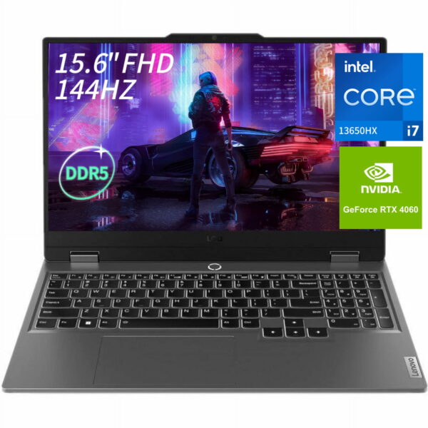 מחשב נייד Lenovo LOQ 15IRX9 GAMING Core™ i7-13650HX 512GB SSD 16GB 15.6 " (1920x1080) IPS FreeDos NVIDIA® RTX 3050 6144MB LUNA GREY English UK White Backlit Keyboard UK Plug 83DV0072PS-UAE