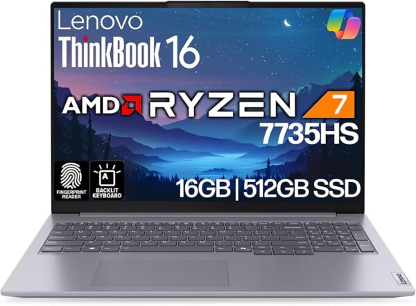 מחשב נייד מחודש  Lenovo ThinkBook 16 G7 ARP Ryzen™ 7 7735HS 512GB SSD 16GB 16" WUXGA (1920x1200) TOUCHSCREEN IPS WIN11 Pro ARCTIC GREY Backlit Keyboard FP Reader  -   21MW0003US