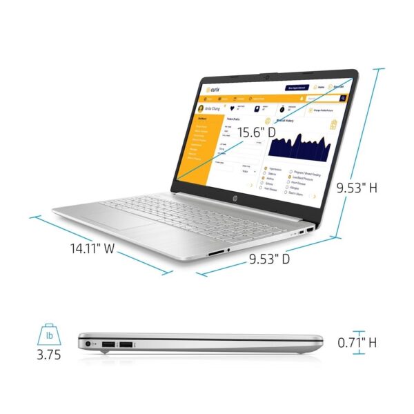 מחשב נייד HP 15-DY2172 Core i7-1165G7 512GB SSD 8GB 15.6" (1920x1080) WIN10 NATURAL SILVER FP Reader